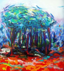 Peinture de Martine Bach: Promenade un jour d'orage (1)