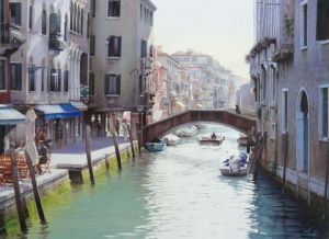 Peinture de Thierry Duval: Lumière vive sur Le quartier du Cannaregio