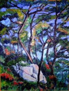 Peinture de MARIE-THERESE VION: pins et rochers