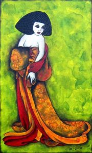 Peinture de Ah Tatieva : Rendez-vous d'une Geisha