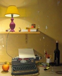 Peinture de dominique bois: Avec le vin...