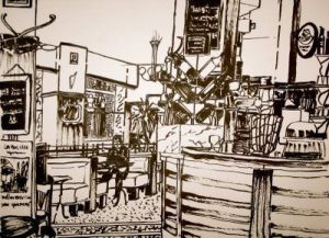Peinture de Bruno Avril : Café le Métropole  Rouen 