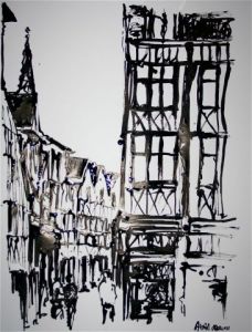 Peinture de Bruno Avril : Rue Damiette Rouen