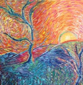 Peinture de tetris: soleil couchant