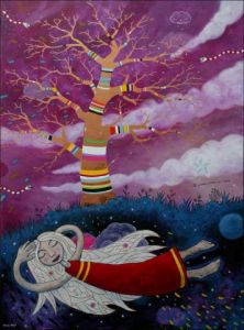 Peinture de Nicolas Petit: L'univers pousse au repos.