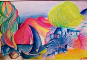 Peinture de JACQUELINE SARAH UZAN: la maison au bord de l'eau