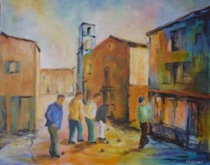 Peinture de janine chetivet: la petanque