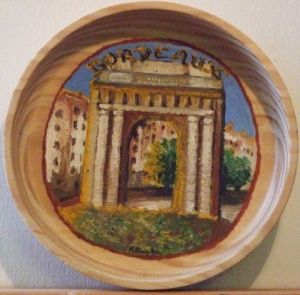 Oeuvre de kromka: peinture à l'huile sur assiette tournée 3