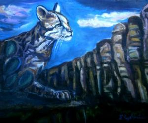 Peinture de 3'Rego Monteiro: ocelot en provenance du Brésil dans le parc a vu la confusion dans l'extinction