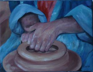 Peinture de annick serre: mains d'artistes