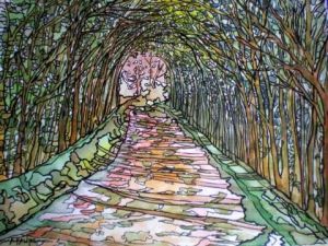 Peinture de ALAIN FAURE: L'ALLEE ROSE