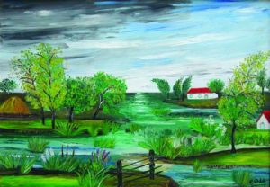 Peinture de Catherine Dutailly: le marais sousle vent
