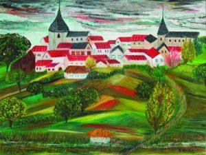 Peinture de Catherine Dutailly: les deux églises