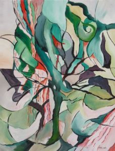 Peinture de janine chetivet: l'arbre vert