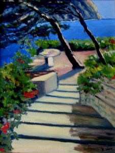 Peinture de MARIE-THERESE VION: vers les roches blanches à CASSIS