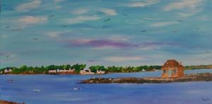 Peinture de maurice bagolin: Cote Bretonne St Cado baie d'etel