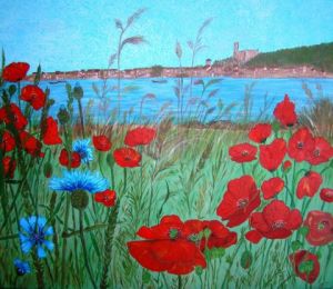 Peinture de Catherine James: Cooquelicots sur Gruissan
