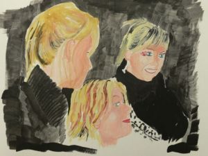 Peinture de Arsene Gully: Femme de Cro Magnon au bar