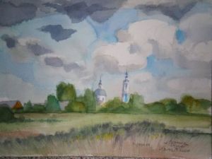 Peinture de Laurence Guillon: Le village de Krasnoïé