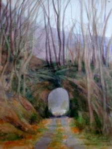 Peinture de Laurence Guillon: Tunnel désaffecté à Aumessas