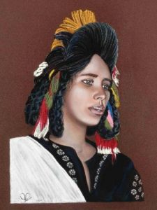 Peinture de ALAIN PESTOURIE: Nour, chanteuse marocaine