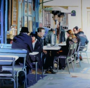 Peinture de CLOTILDE NADEL: la terrasse de chez Julien