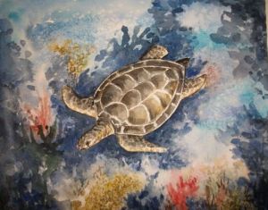 Peinture de valerie CROCHARD: tortue en migration