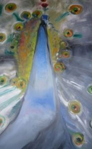 Peinture de sophie de Grangeneuve: Paon des Indes