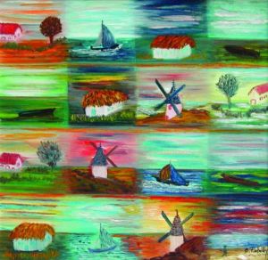 Peinture de Catherine Dutailly: Patchwork vendéen