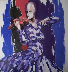 Peinture de bakarri: musiciénne au violon m2