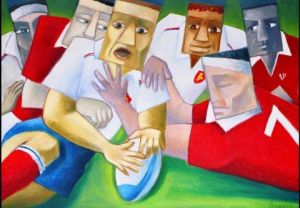 Peinture de Gerard Lesoeur: OVALIE;RENDEZ VOUS A CARDIFF