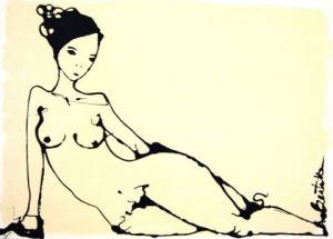 Peinture de Bertille: Nu allongé 1