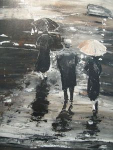 Peinture de gubler - CM: en ville sous la pluie