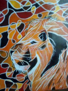 Peinture de sarah fanny: lion