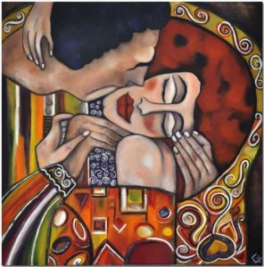 Peinture de Cat: LE BAISER (d'après KLIMT)