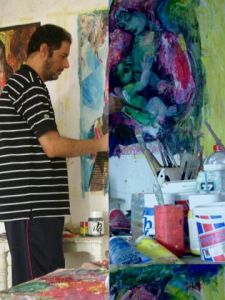 Photo de SAMI SAHLI: the artist SAMI SAHLI  in the studio