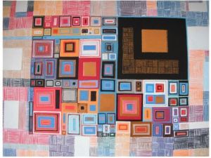 Peinture de MURIEL AUSTRUY: patchwork graphique