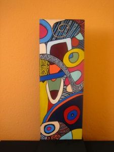 Sculpture de ANTOINE MELLADO: totem en   bois polychrome