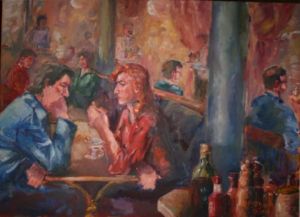 Peinture de JP  NADO: un café en salle 