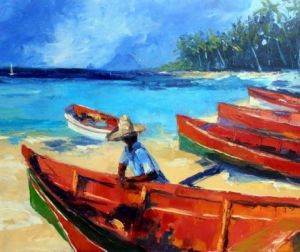 Peinture de Veronique LANCIEN: Rêverie aux caraïbes
