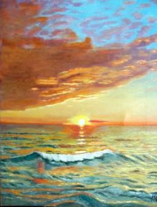 Peinture de DANIELE MORGANTI: vague au soleil couchant