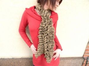 Art_textile de jetricote: Echarpe été cancan marron