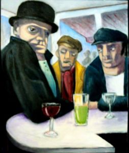 Peinture de Gerard Lesoeur: LE BAR ou BONJOUR PARIS