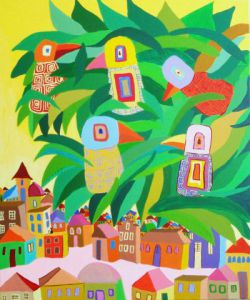 Peinture de Mimi Revencu: Branch Over The City