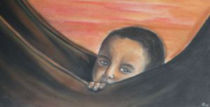 Dessin de alvesc: Bébé dans son hamac