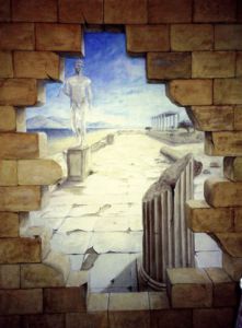 Peinture de isabelle zimmermann: VIEUX MUR ET DECOR ANTIQUE