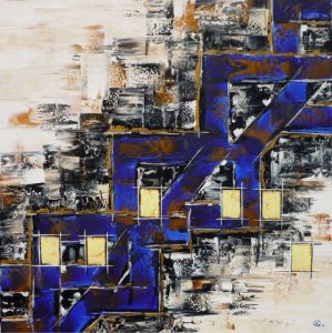 Peinture de Olivia BOA: Small yellow Squares in dna messenger