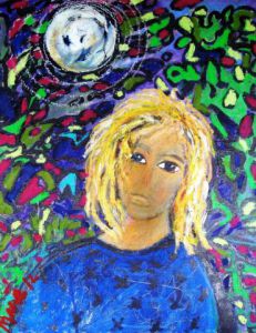 Peinture de MARIE INDIGO: Isaiah and the moon