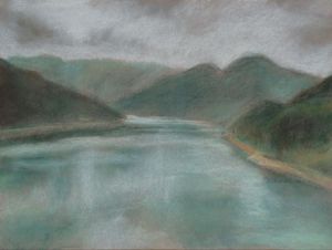 Dessin de Jacqueline DARDEL-KORMANN: Lac de Roselend