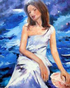 Peinture de Veronique LANCIEN: LA SIRENE A LA PERLE